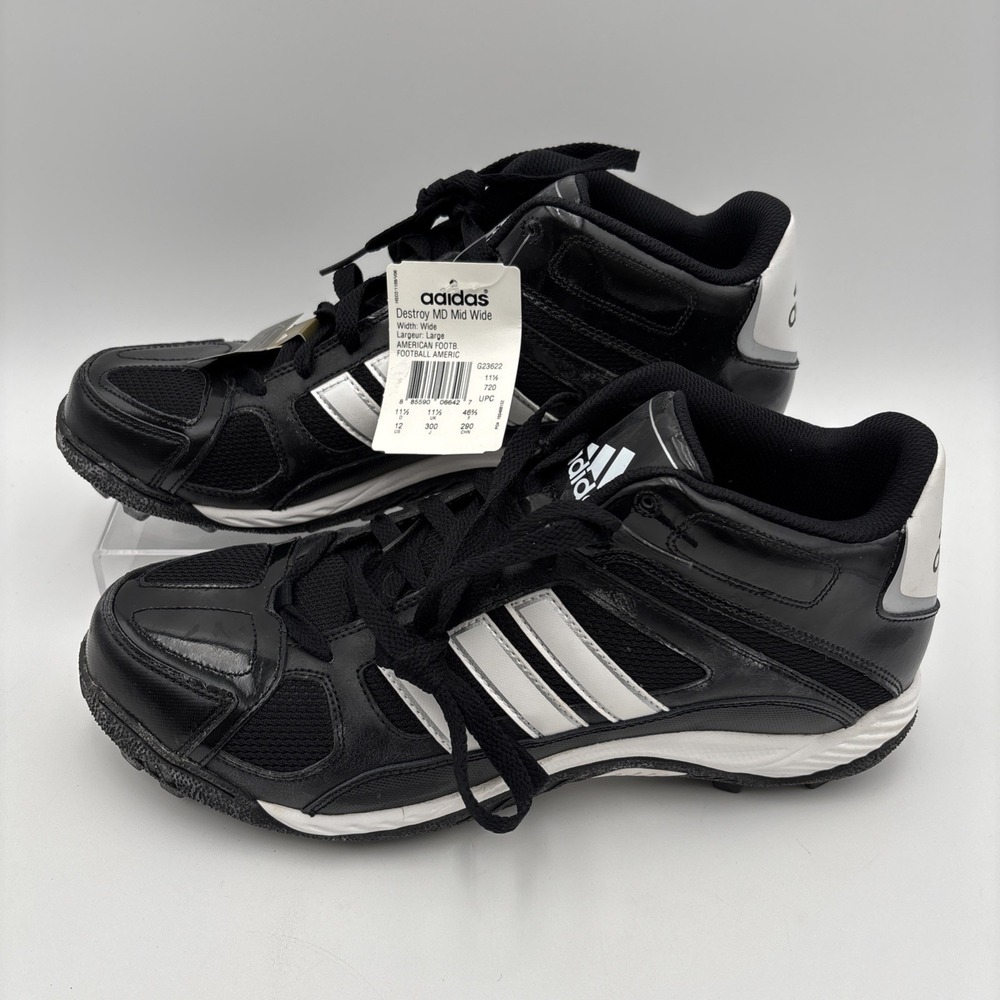 Adidas Destroy MD Mid American Football Cleats Men's 12W Wide G23622 Retired NWT